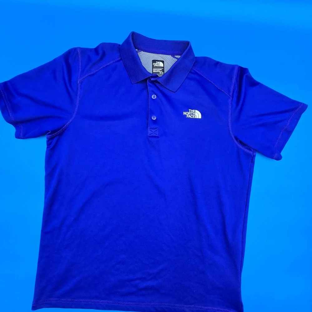 The North Face Mens FlashDry Blue Performance Polo Shirt Short‎ Sleeve Medium